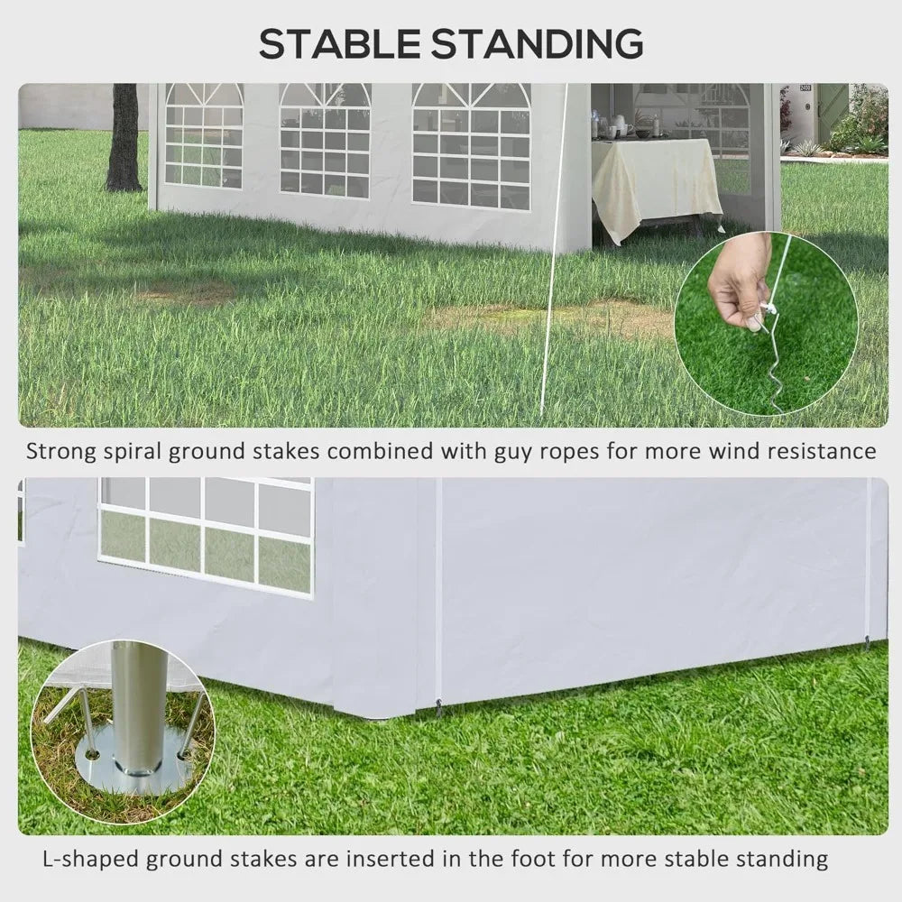 Heavy Duty Party Tent & Carport w/Removable Sidewalls, Double Doors, BBQ, White
