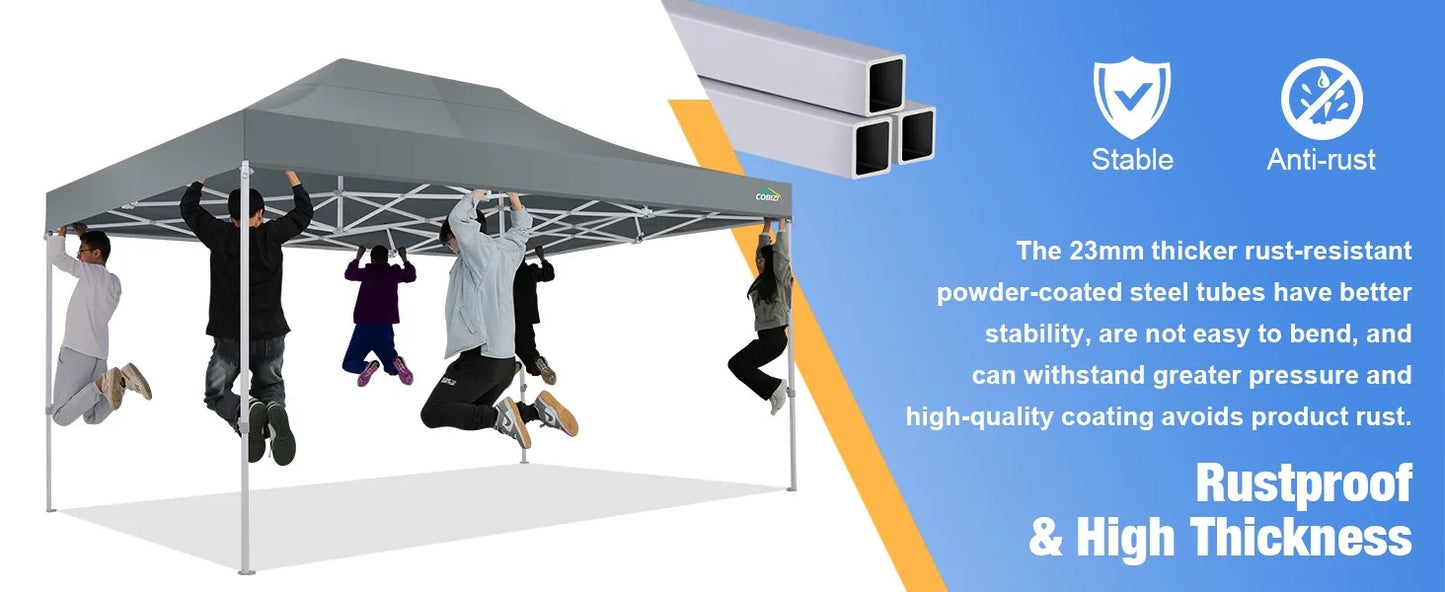 Canopy Tent 10x15 Heavy-Duty, Pop-Up Gazebo with Mosquito Netting, Waterproof Canopy with Sidewalls