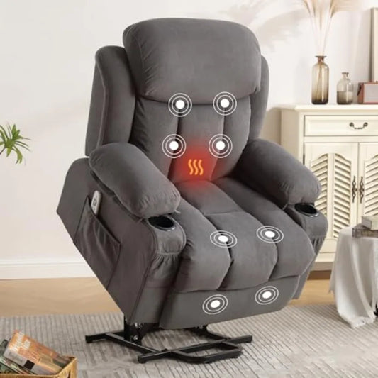Power Lift Recliner Chair for Elderly with Vibration Massage and Lumbar Heating Electric Oversized