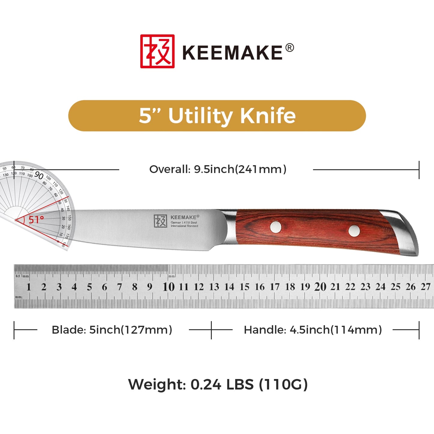 KEEMAKE High Carbon Stainless Steel 3.5'' or 5'' or Both Knife Set - My Store