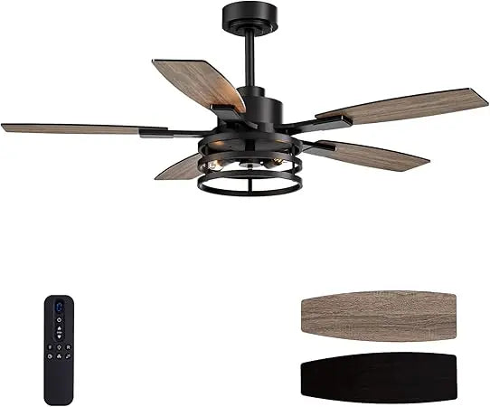 Rustic 52-Inch Ceiling Fan with Integrated LED Lights and Remote Control for Home and Outdoor Spaces