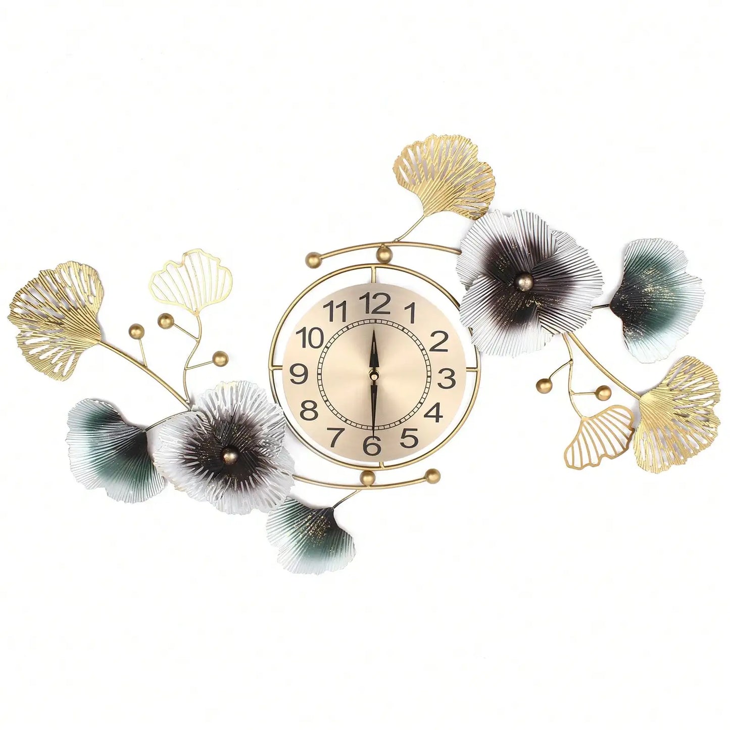 Large Luxury Ginkgo Leaf Mute Wall Clock 90*45cm For Living Room Office Decor Atmosphere Ginkgo