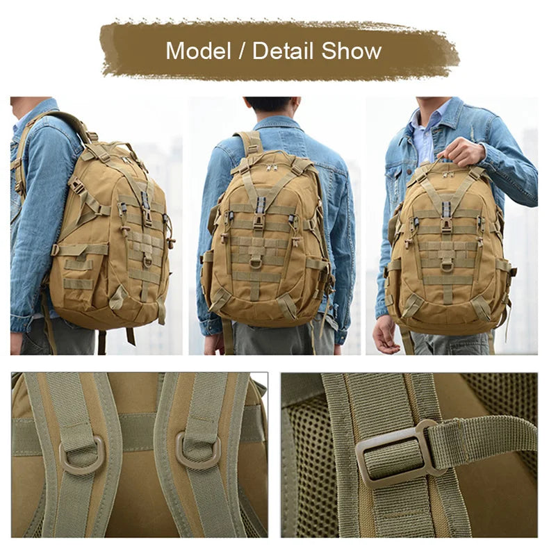 Military Tactical Backpack Men Assault Pack Army Molle Bag 25L 900D Waterproof Hiking Rucksack