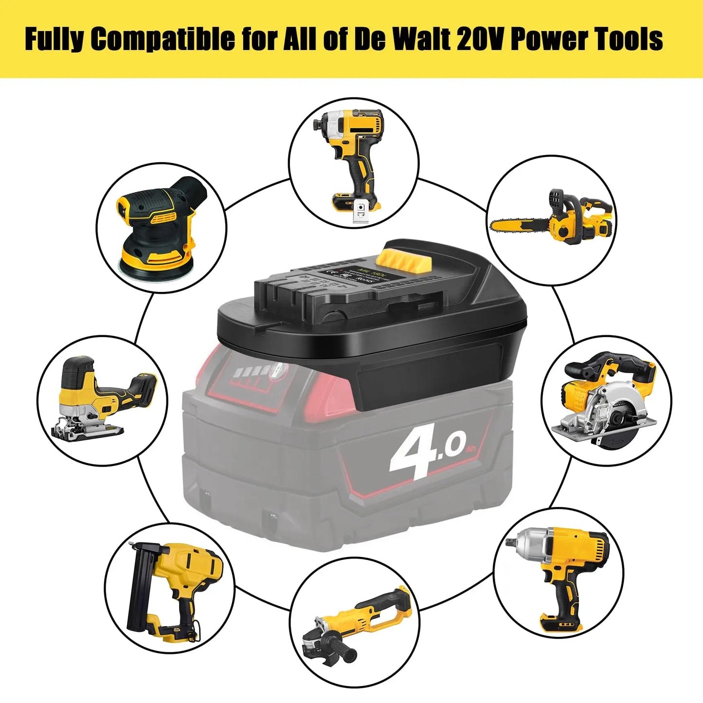 MIL18DL Battery Adapter Milwaukee to Dewalt Battery Adapter, Milwaukee M18 Battery to Dewalt 20V