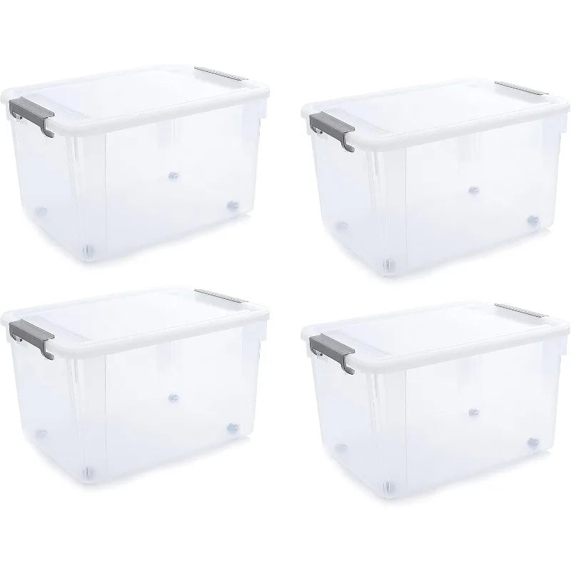 Plastic Storage Bins with Latching Lids Stackable Storage Containers for Organizing Large Clear Box