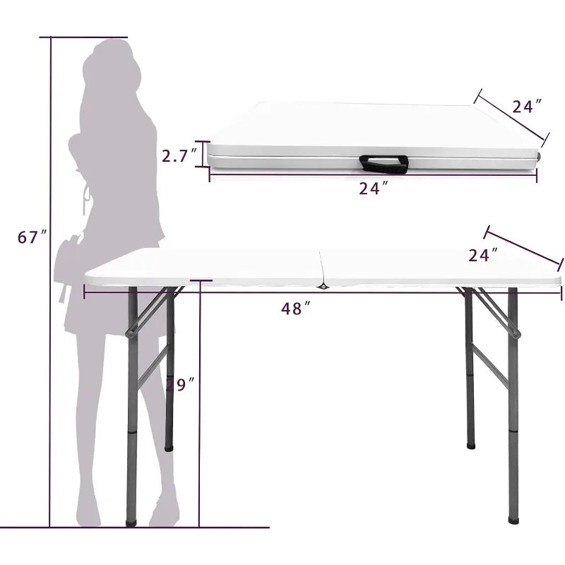 Folding Table 4/5/6ft, Heavy Duty Portable Folding Plastic Table,Folding Picnic Tables