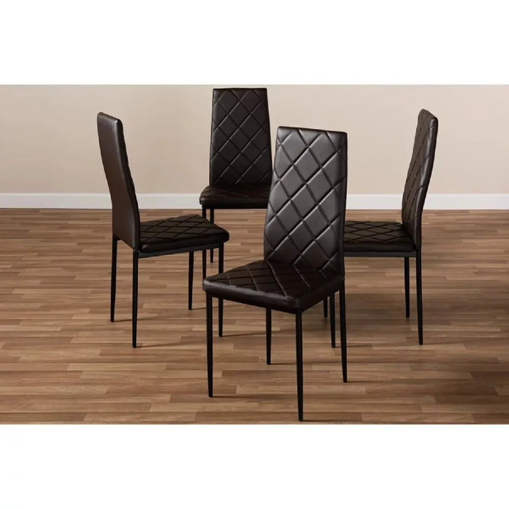 Faux Leather Upholstered Dining Chair (Set of 4), With Backrest, Ideal for use in Dining