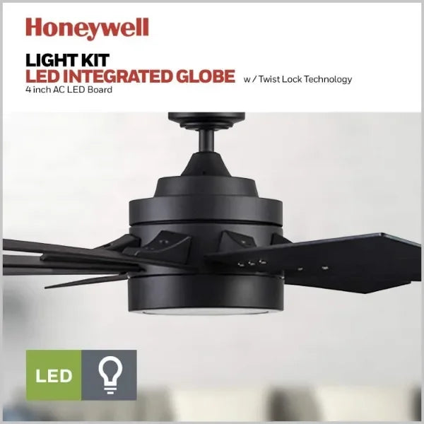 Honeywell Xerxes, 62 Inch LED Ceiling Fan with Light and Remote Control, 8 Blades with Dual Finish