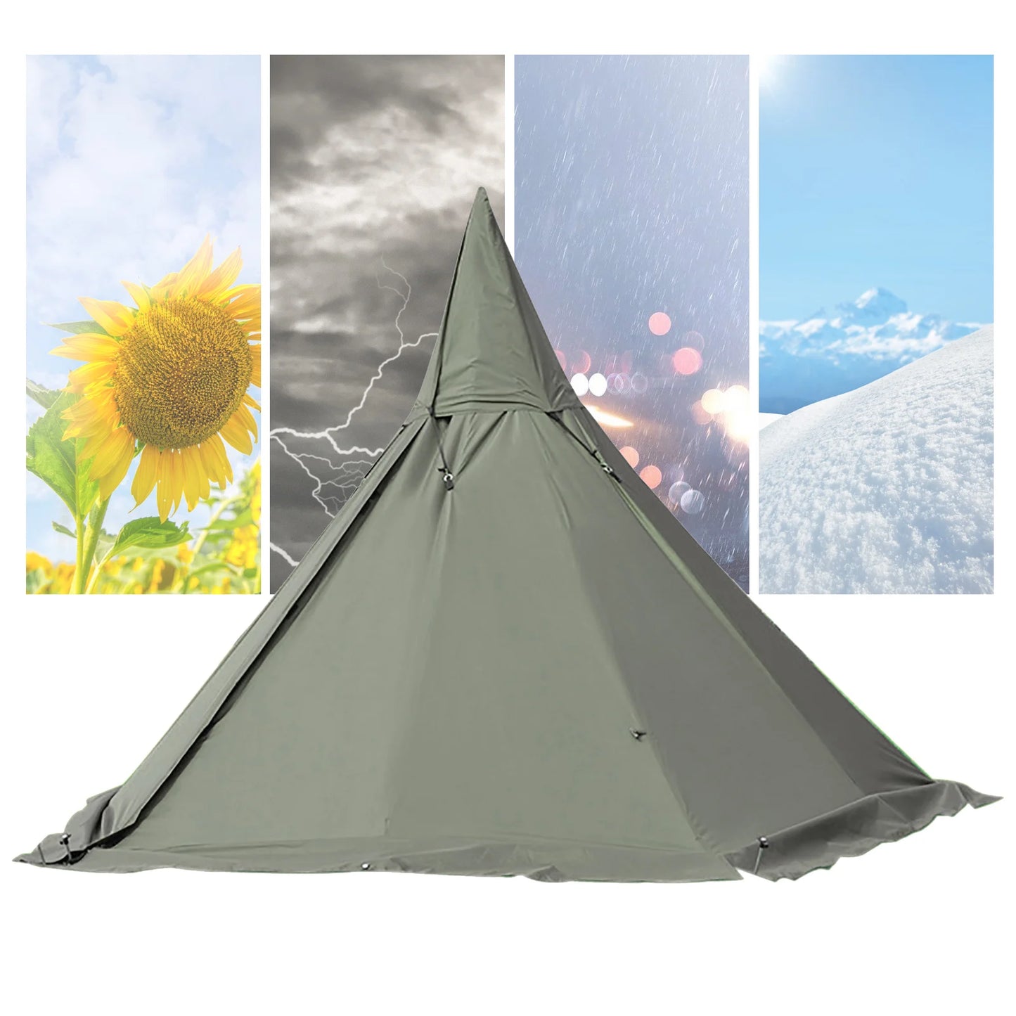 6-Season 2 Doors Lightweight Camping Teepee Tent without Inner Tent