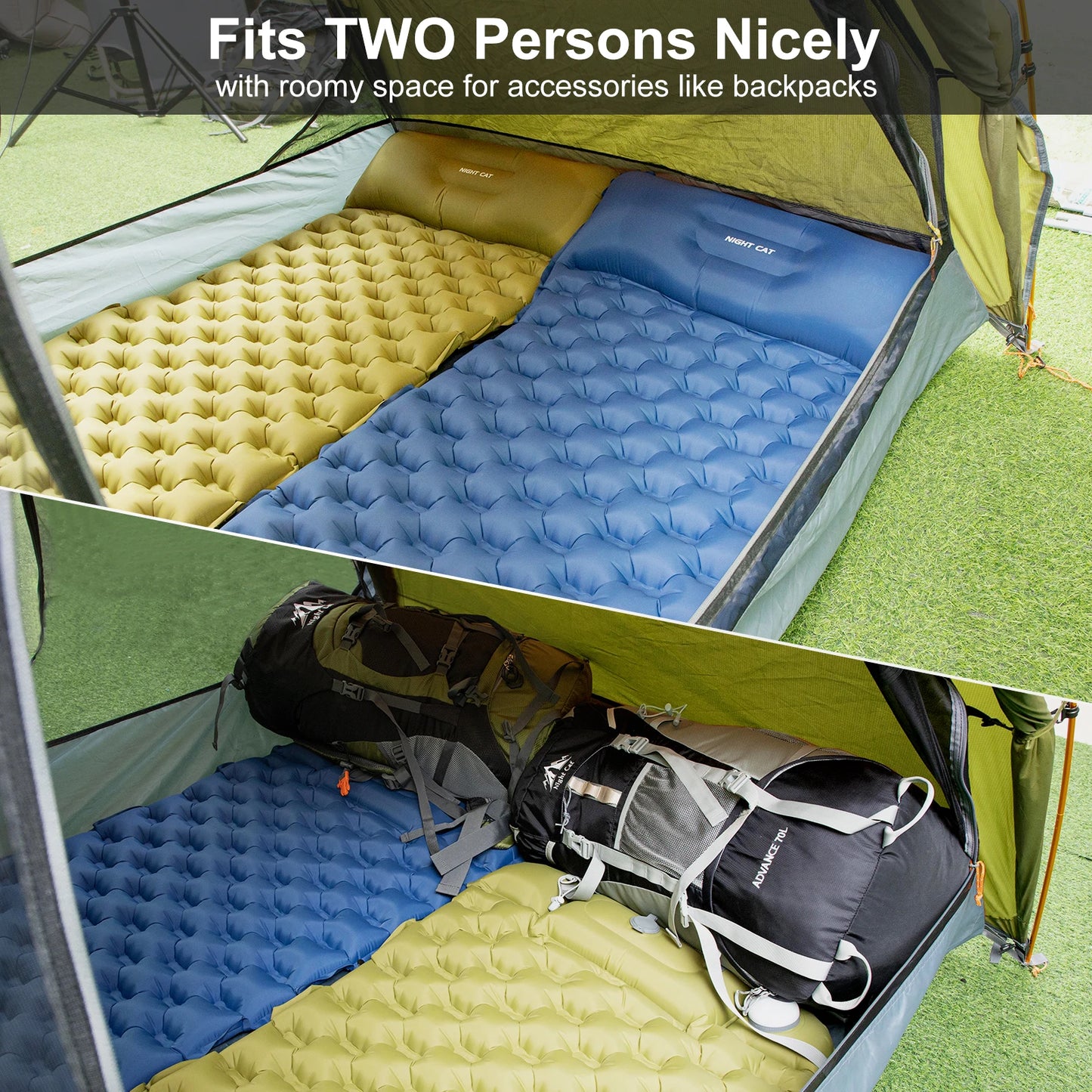 Backpacking Tent 2 Persons Camping with Separated Rainfly Aluminum Pole Double Layers L-shaped