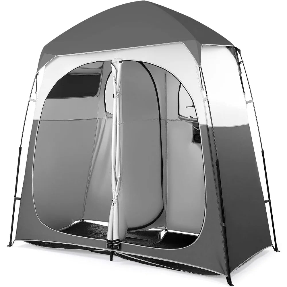 Vingli 2-Room Shower Tent: 7.5ft Pop-Up Shelter with Carry Bag, Ideal for Portable Toilets