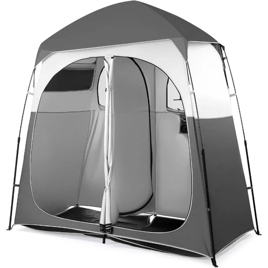Vingli 2-Room Shower Tent: 7.5ft Pop-Up Shelter with Carry Bag, Ideal for Portable Toilets