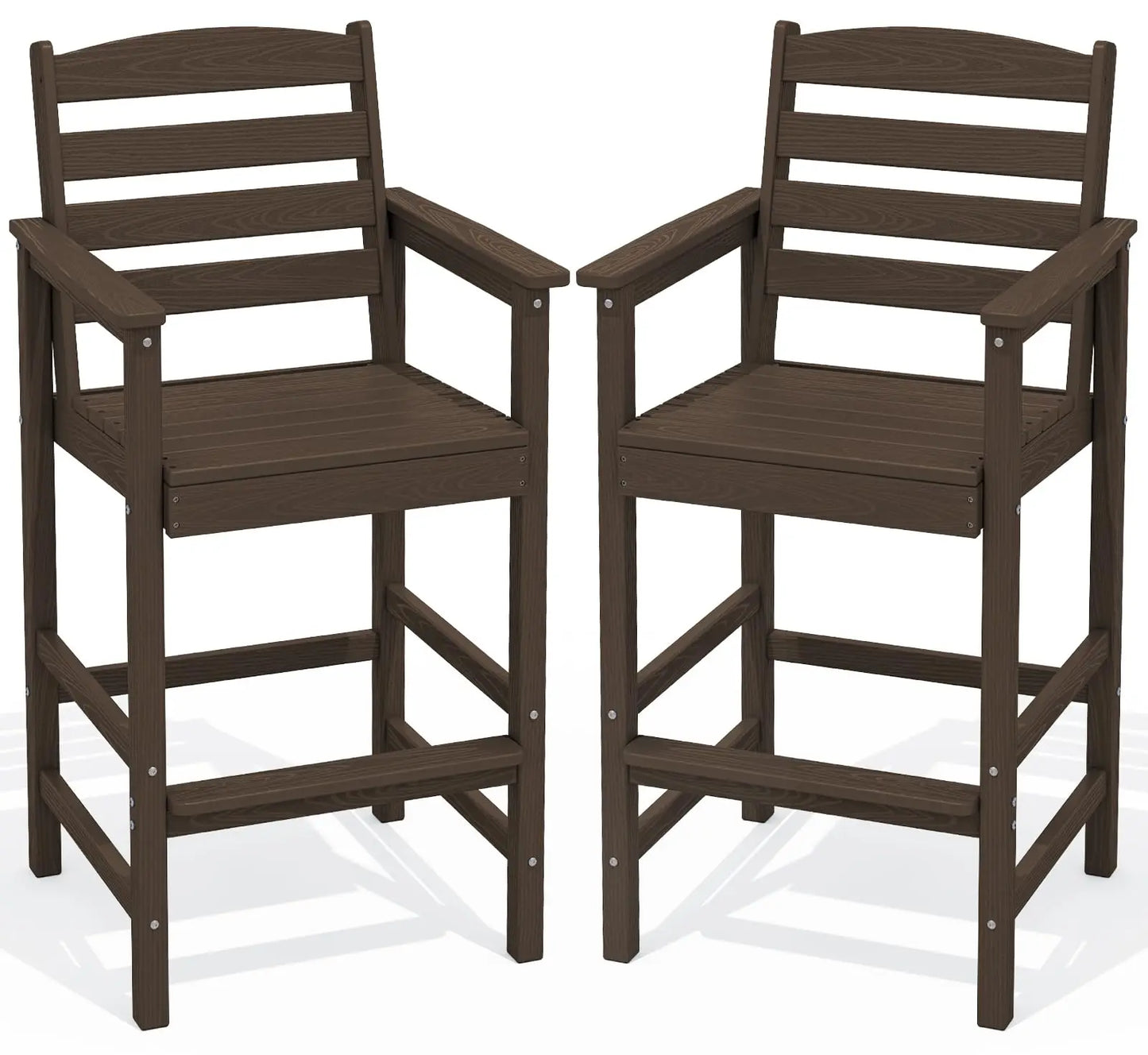 Two Piece Set High Top Patio Adirondack Chairs, Balcony Height Outdoor Barstool Seating Combination