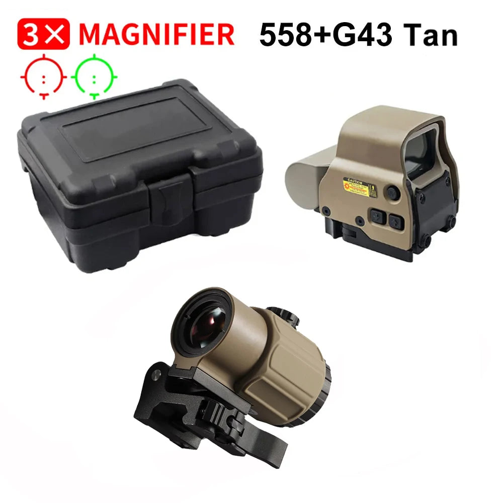 558+G43 Holographic Collimator Sight 558+G33/G45 Red Dot Optic Sight Tactical Hunting Gear W/20mm