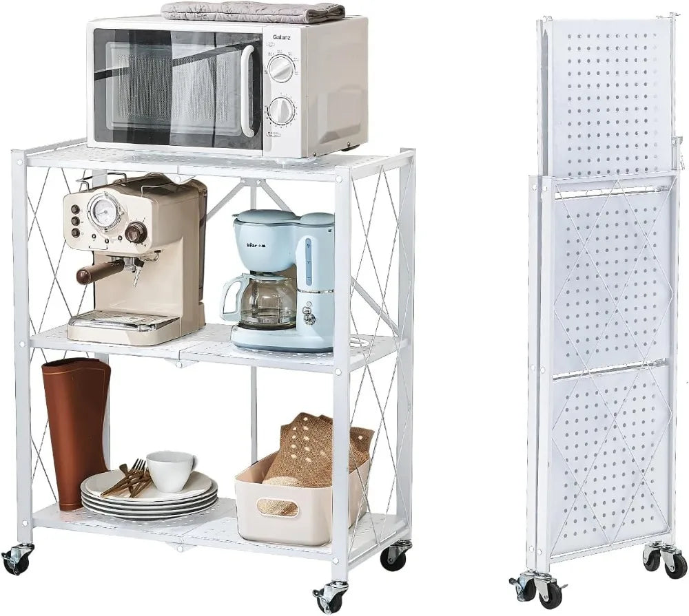 BRIAN & DANY Metal Storage Shelves - 4 Tier Shelving Unit, Folding Display Shelf Racks No Assembly