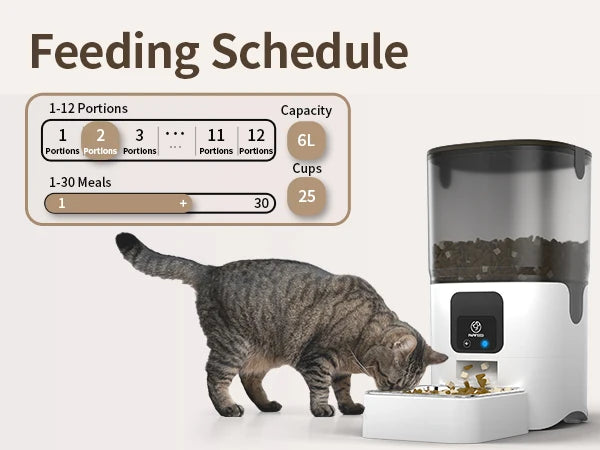 PAPIFEED Smart Automatic Cat Feeders WiFi Pet Feeder with APP Control for Remote Feeding Detachable