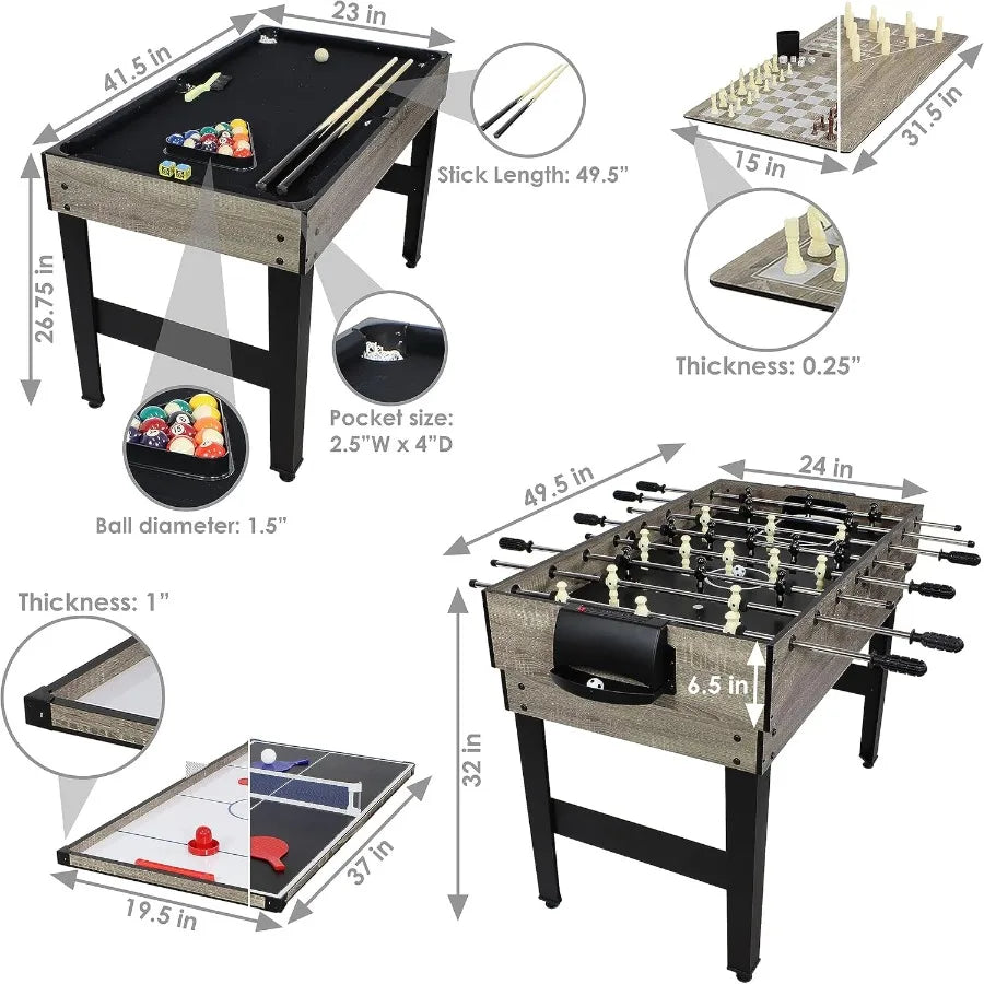 10-in-1 Table/Multi-Game w/Billiards Hockey Foosball Ping Pong Chess Checkers Backgammon Bowling
