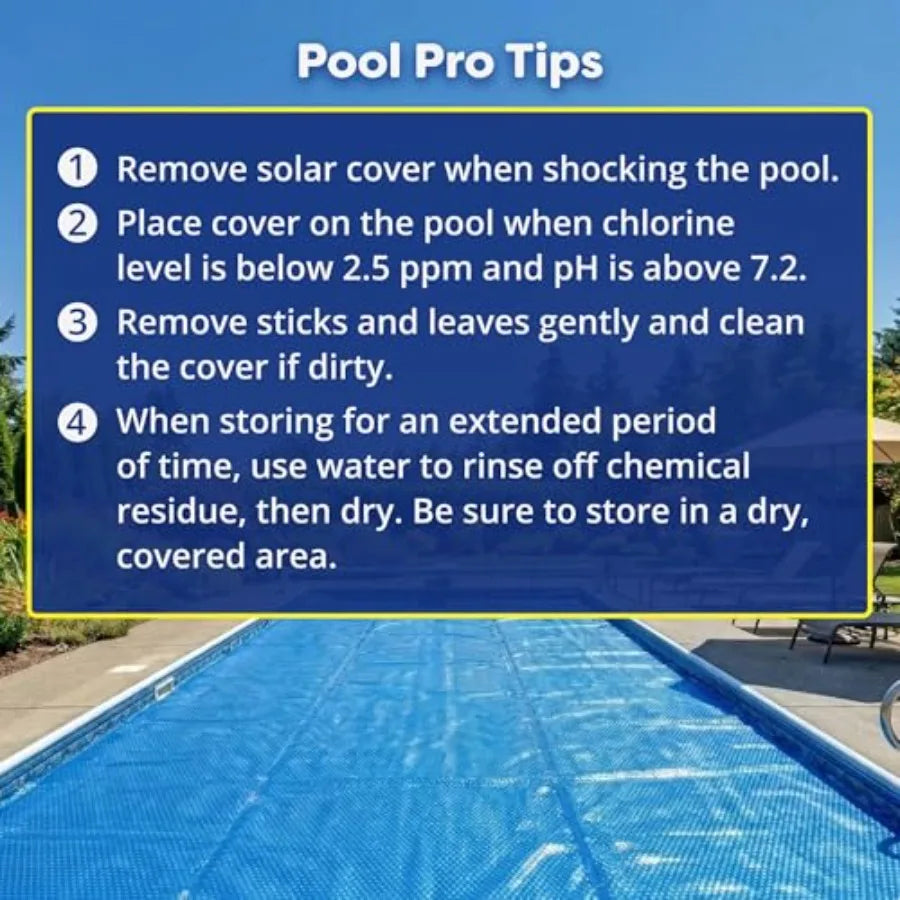 Solar POOL COVER ONLY for above ground and inground pools, 12 mil thick blue oval PVC, UV-resistant
