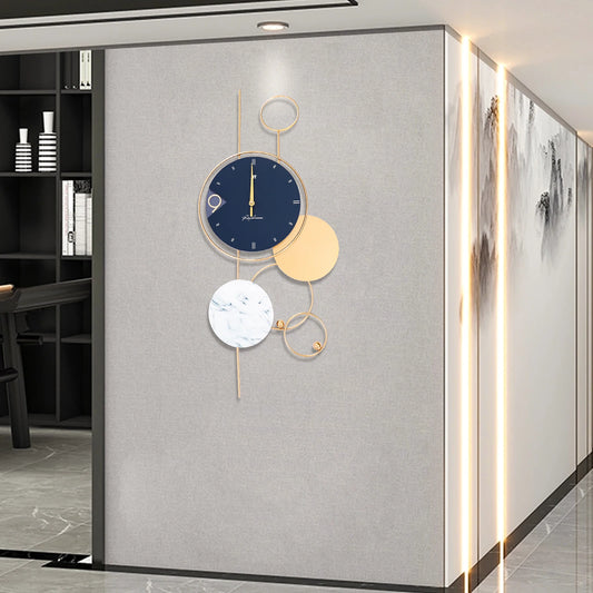 Big Wall Clocks Metal Gold Chic Decorative Wall Clock Beautiful 3D Geometric Wall Decoration