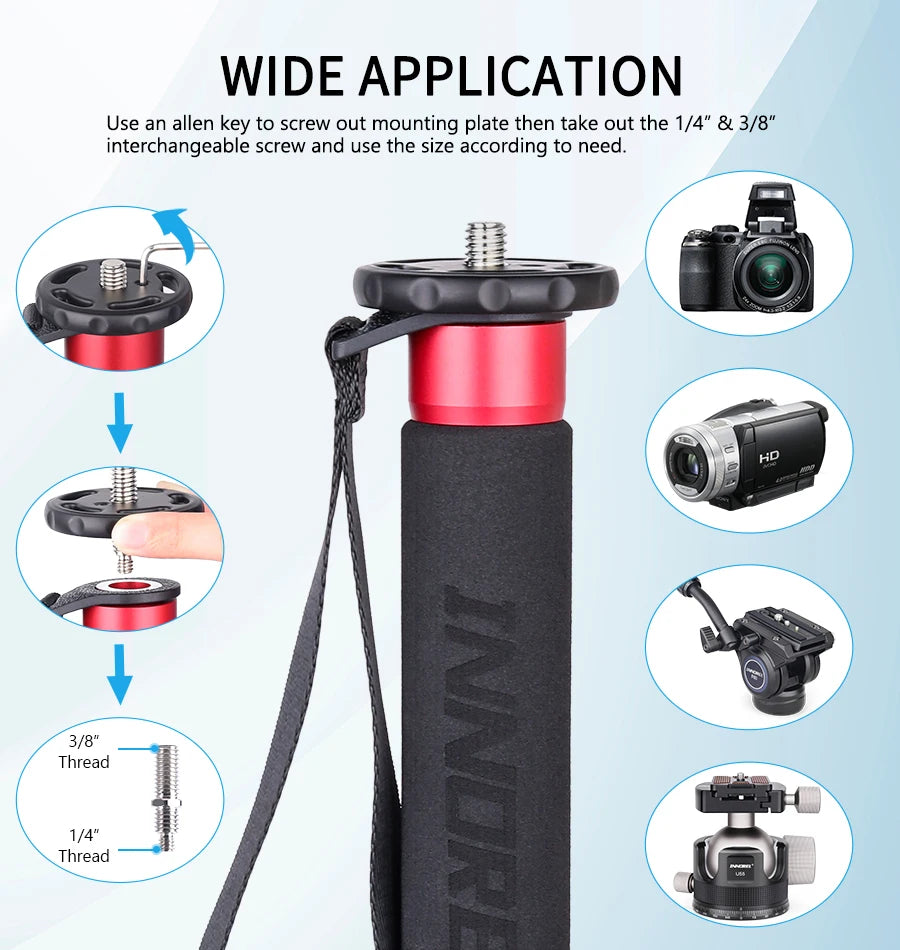 INNOREL VM60C/VM80C Carbon Fiber Monopod w/Fast Flip Lock /Canon Nikon DSLR Camera Video Camcorder