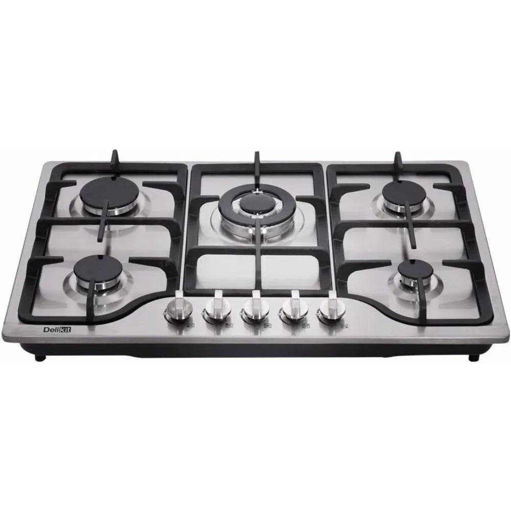 Deli-Top 30" Cooktop Dual Fuel Sealed 5 Burners Cooktop Drop-In Stainless Steel Hob Gas DK257-A01