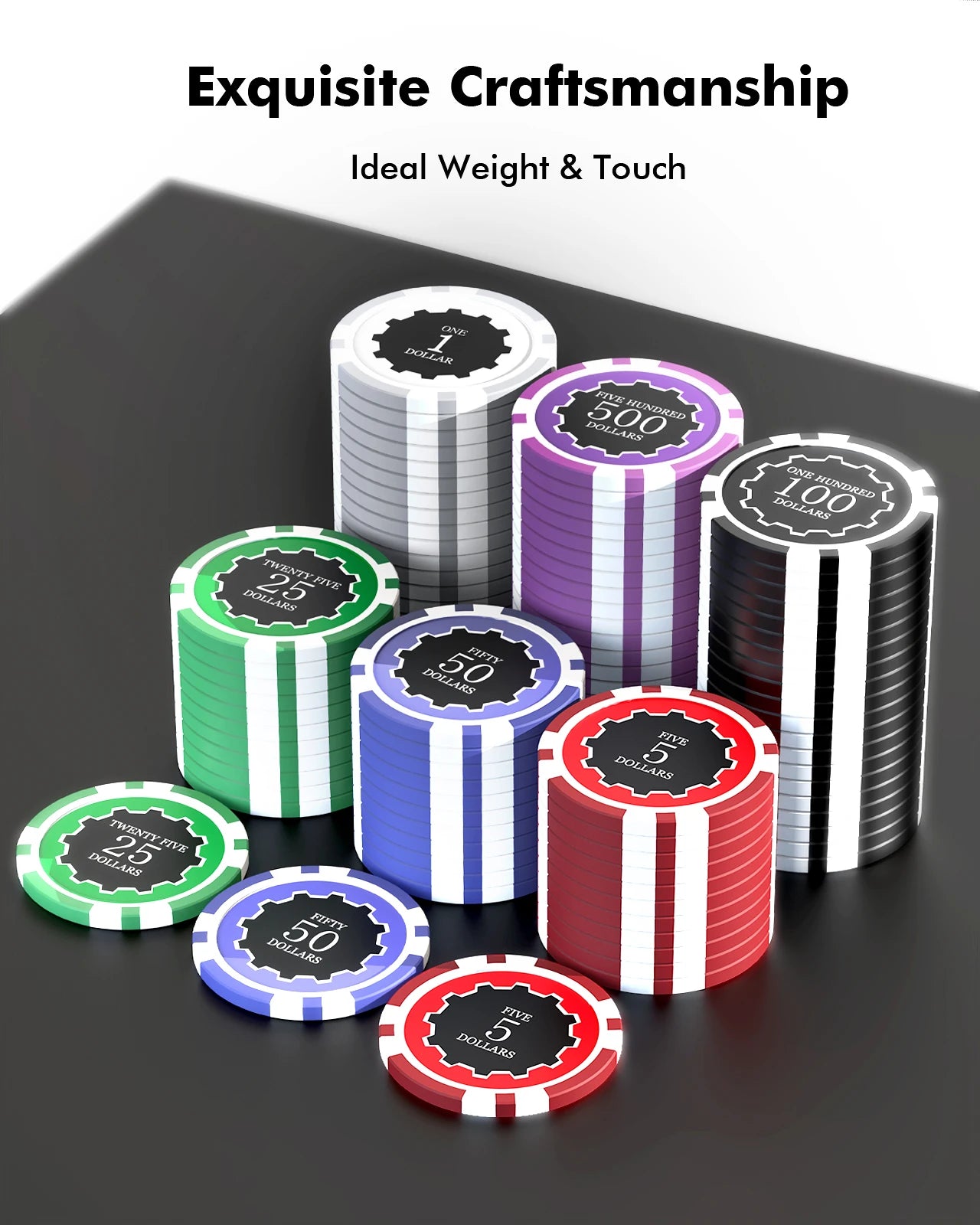 300-Piece Poker Set Weighted 11.5g Chips with Numbered Denominations, Premium Aluminum Case