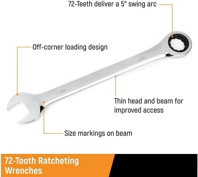 13 Piece 12 Point Ratcheting Combination Wrench Set SAE | 9312