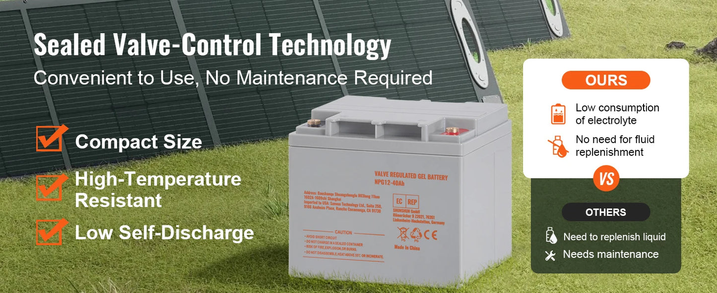 SucceBuy Deep Cycle Battery 12V40/100/200 AH AGM Marine Rechargeable Self-Discharge 400A/800A/1400A
