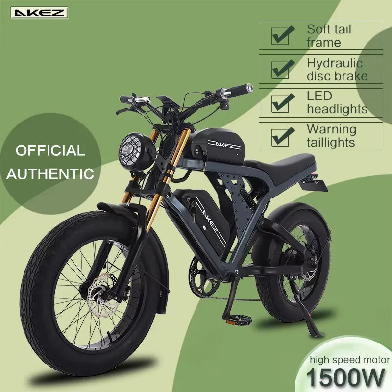 US Stock 1500w 48V Fat Tire Electric Bike Motorcycle Adults Off Road All-Terrain Bikes