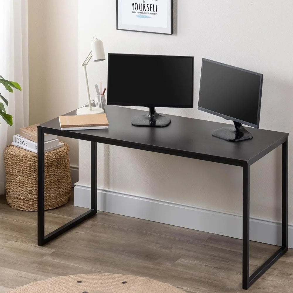 ZINUS Jennifer 55 Inch Black Frame Desk, Computer Workstation, Office Desk, Easy Assembly