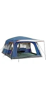 KTT Extra Large Tent 10-12-14 Person(B),Family Cabin Tents,2 Rooms,3 Doors and 3 Windows with Mesh