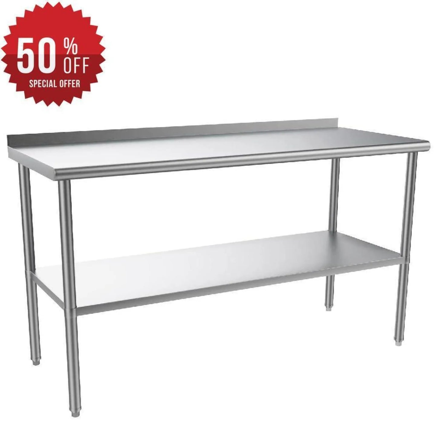 US 24''Casters Heavy Duty Stainless Steel Table Prep & Work/Backsplash/Undershelf Tables