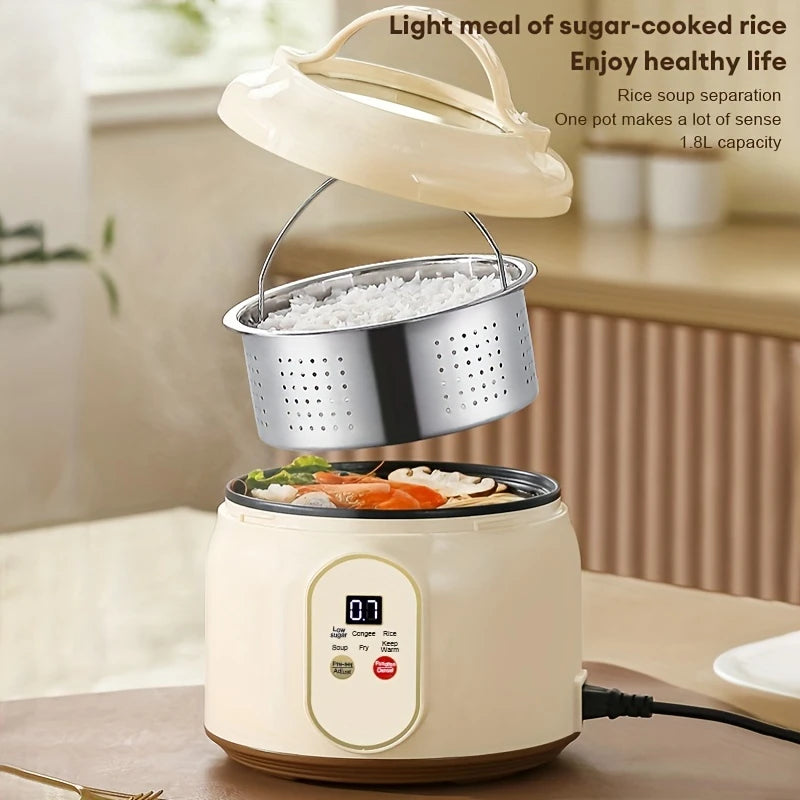 1.8L Electric Rice Cooker Portable Multi Cooker Household Rice Pot Non-Stick Smart Low Sugar