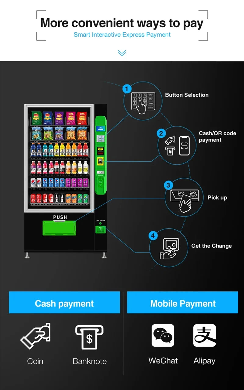 Europe 2024 New Trend Digital Vending Machine for Drinks and Snacks Chips Soda Beer Beverage Vending