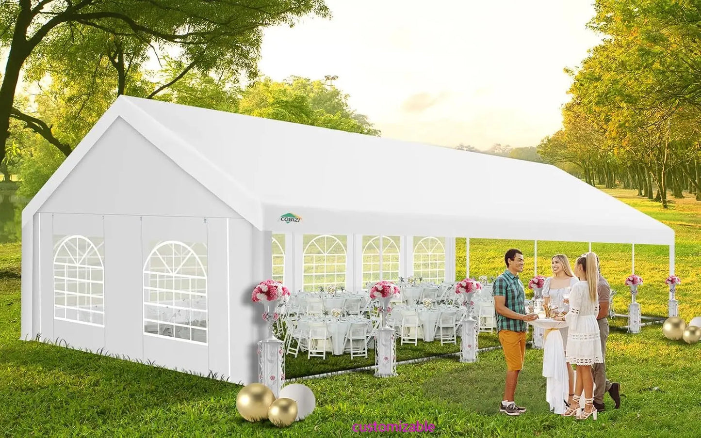 COBIZI 20x40 Party Tent Heavy Duty, Galvanized Wedding Tent, Event Shelter