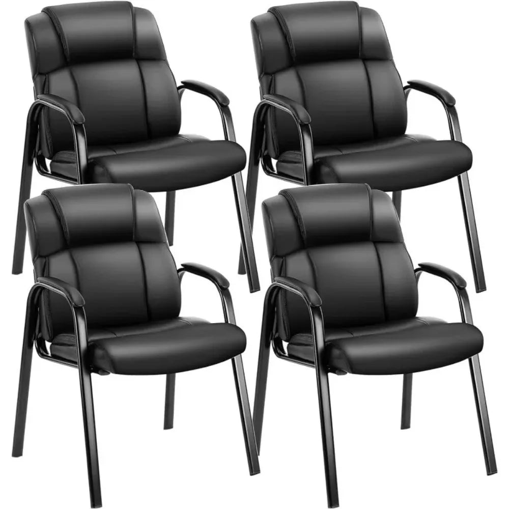 ANGDUO Waiting Room Reception Chairs Set of 4, Leather Office Desk Guest Stationary Side Chair