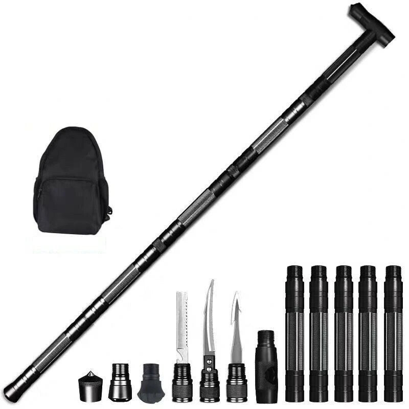 Tactical Trekking Poles Camping Multi Tool Kit Walking Cane Hiking Stick Survival Hunting