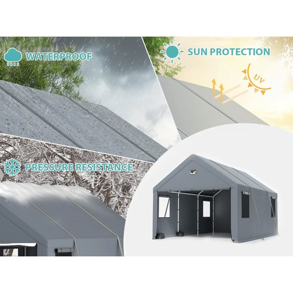 Carports 12X20 Heavy Duty，Car Ports with 180G Removable Side Walls, Carport Canopy, Portable Garage