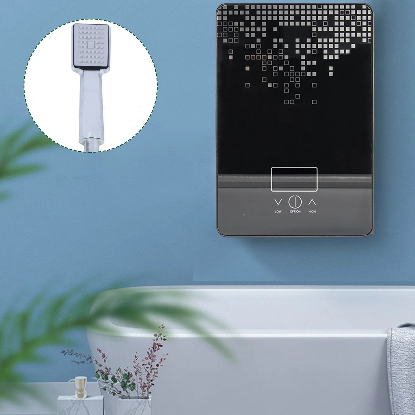 6.5KW Digital Electric Instant Water Heater Tankless Bathroom Shower Hot Water Set