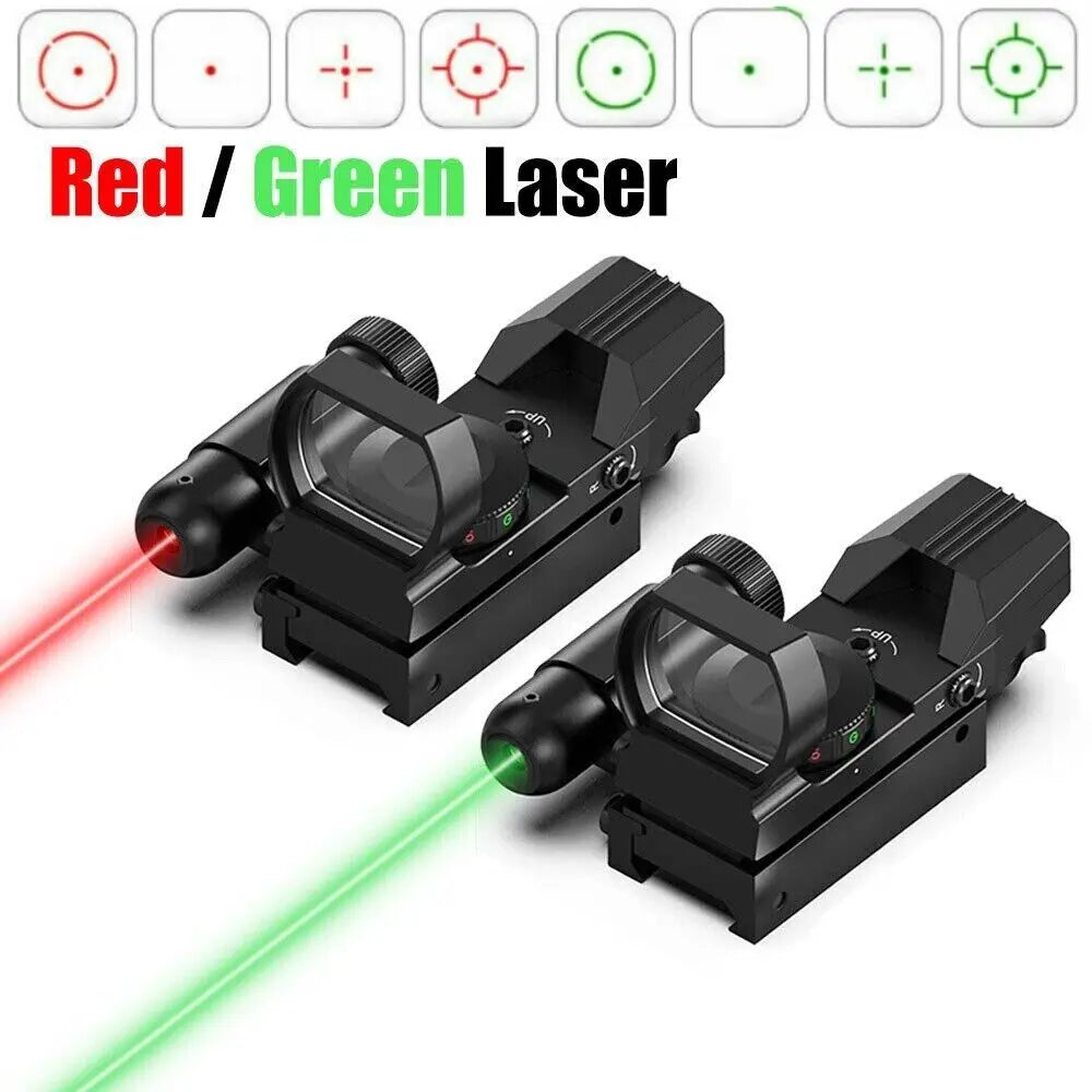 Reflex Sight Red Green 4 Reticle Optics With Green/Red Laser & Pressure Switch