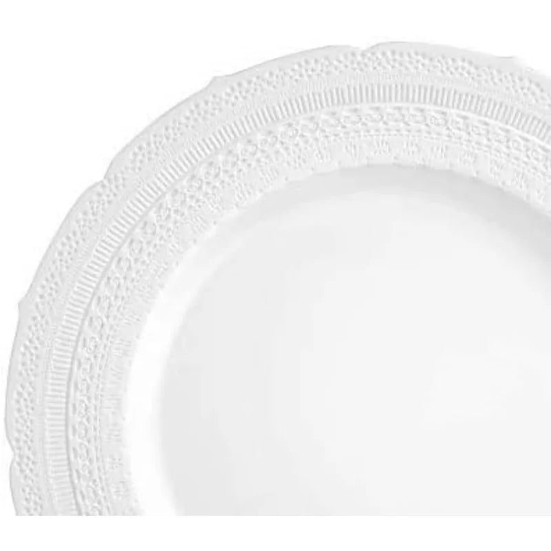 240 Plates Pack,(120 Guests) Extra Heavyweight Vintage Wedding Disposable/Reusable Plastic Plates