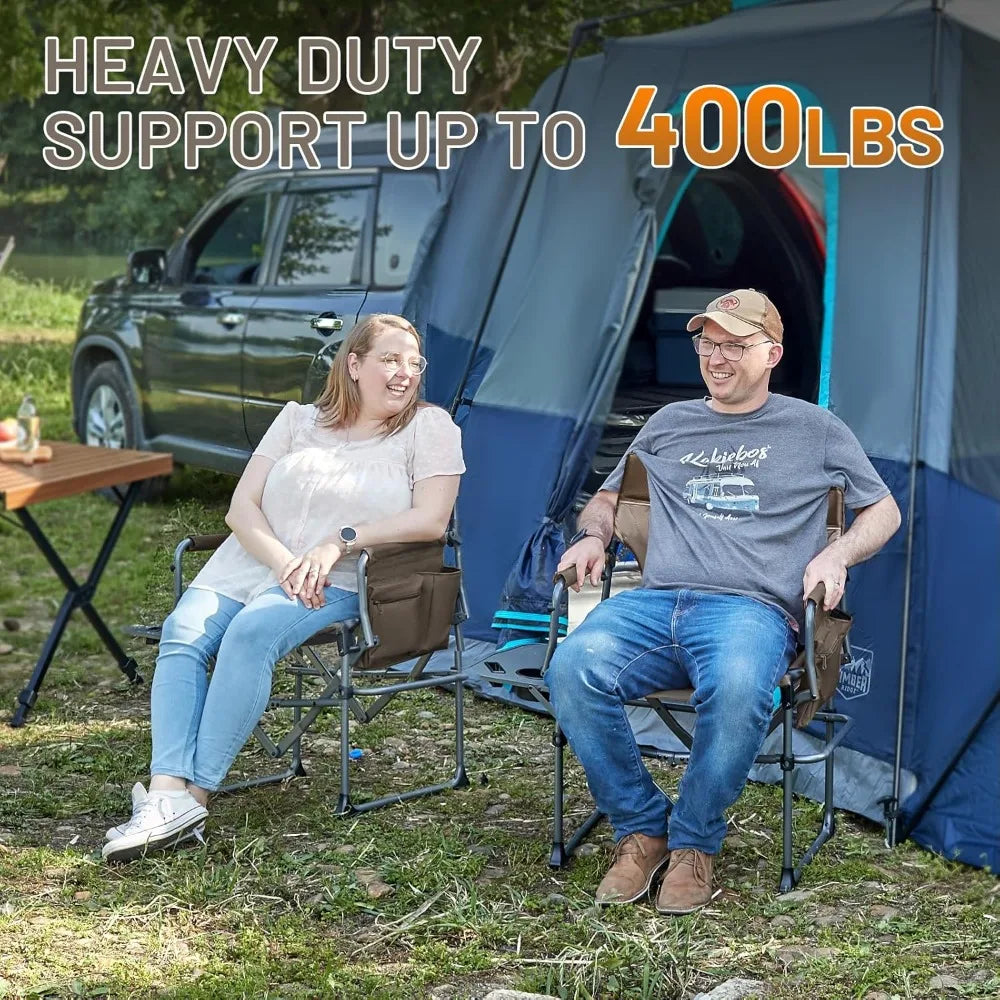 Aluminum Camping Directors Chair w/Side Table Pocket, Portable Folding Chair, Heavy Duty Lawn Chair