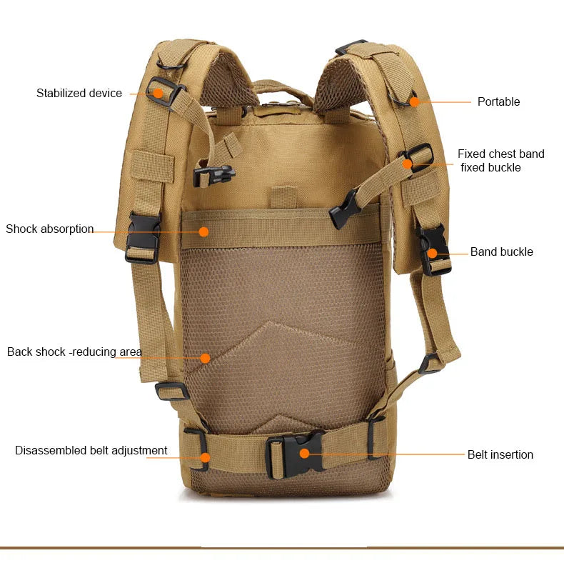 Backpack 50L Large Capacity Camping Man Rucksacks Tactical Hunting Nylon Bags Waterproof Pack