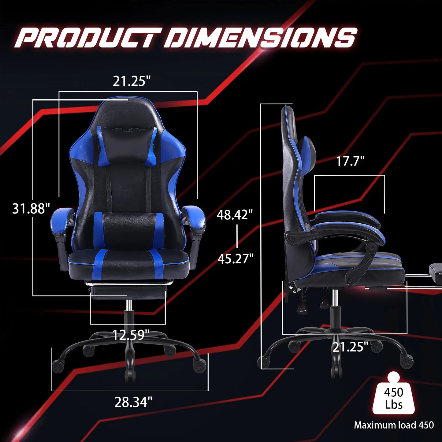 Ergonomic Gaming Chair Recliner, PU Leather Racing Game Chairs for Adults, Executive Office Chair