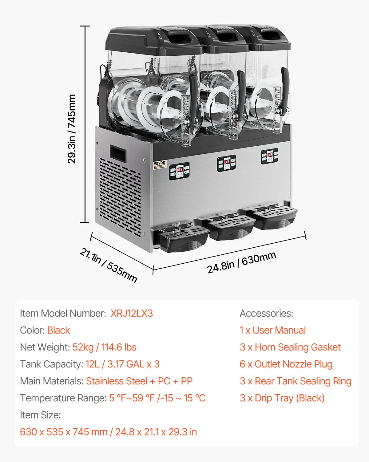 SucceBuy 3-36L Commercial Slushy Machine 1-3 Tanks Stainless Steel Margarita Smoothie Frozen Drink