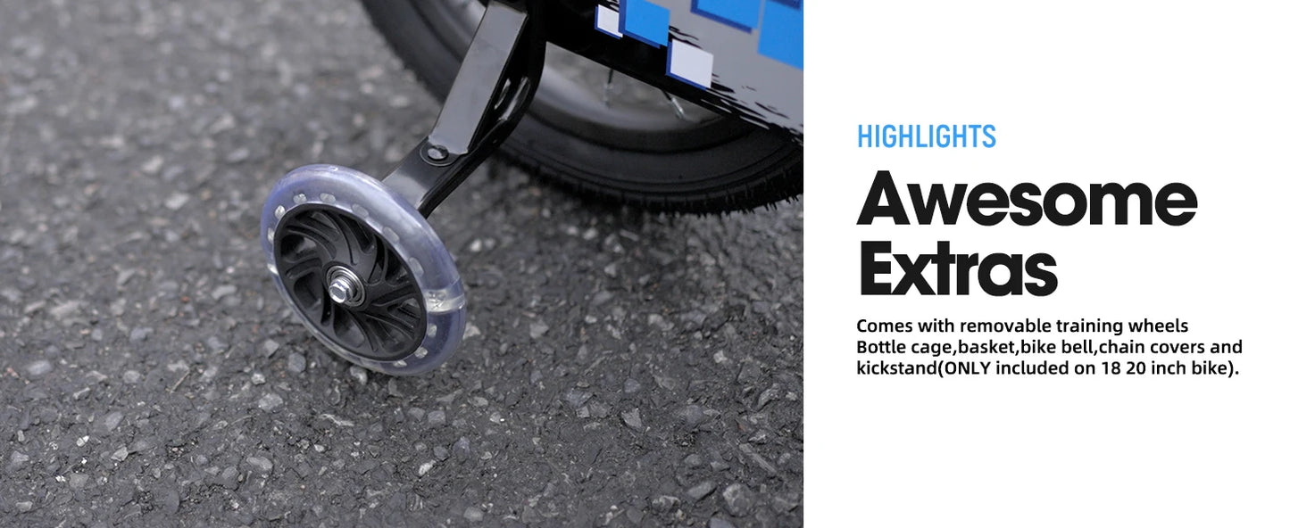 JOYSTAR 12 14 16 18 20 Inch Kids Bike with Light Up Training Wheels, Kids' Bicycle Age 3-12 Years