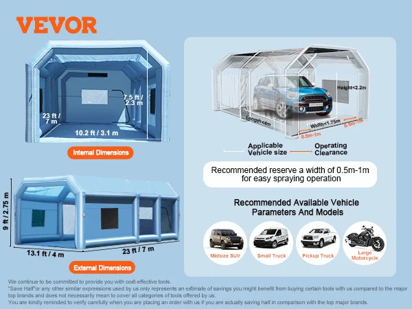 SucceBuy Inflatable Paint Booth Inflatable Spray Booth with Powerful Blowers and Air Filter System