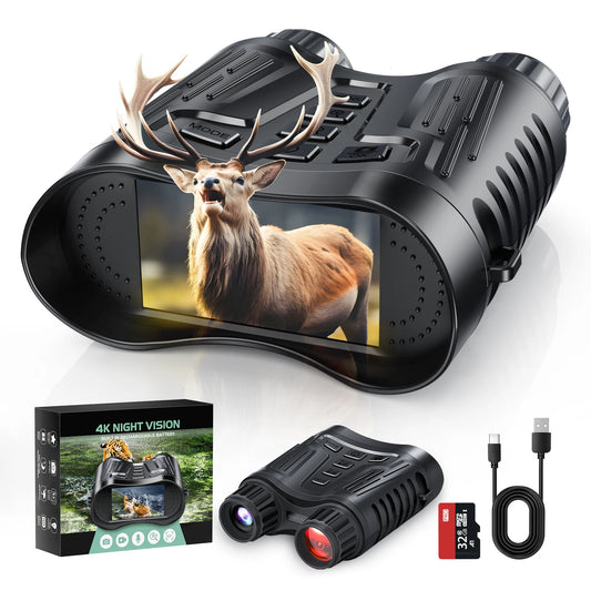 Night Vision Binoculars Goggles 8X Digital Zoom 1000ft HD 1080P IR Illuminator & Video Recording 4K