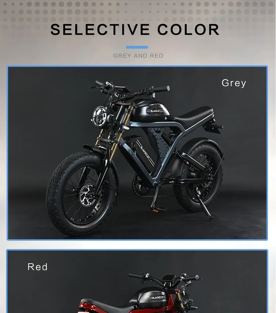 Ebike AKEZ King Kong1500W 48V 41AH dual battery, 20-inch fat tires, hydraulic oil brakes