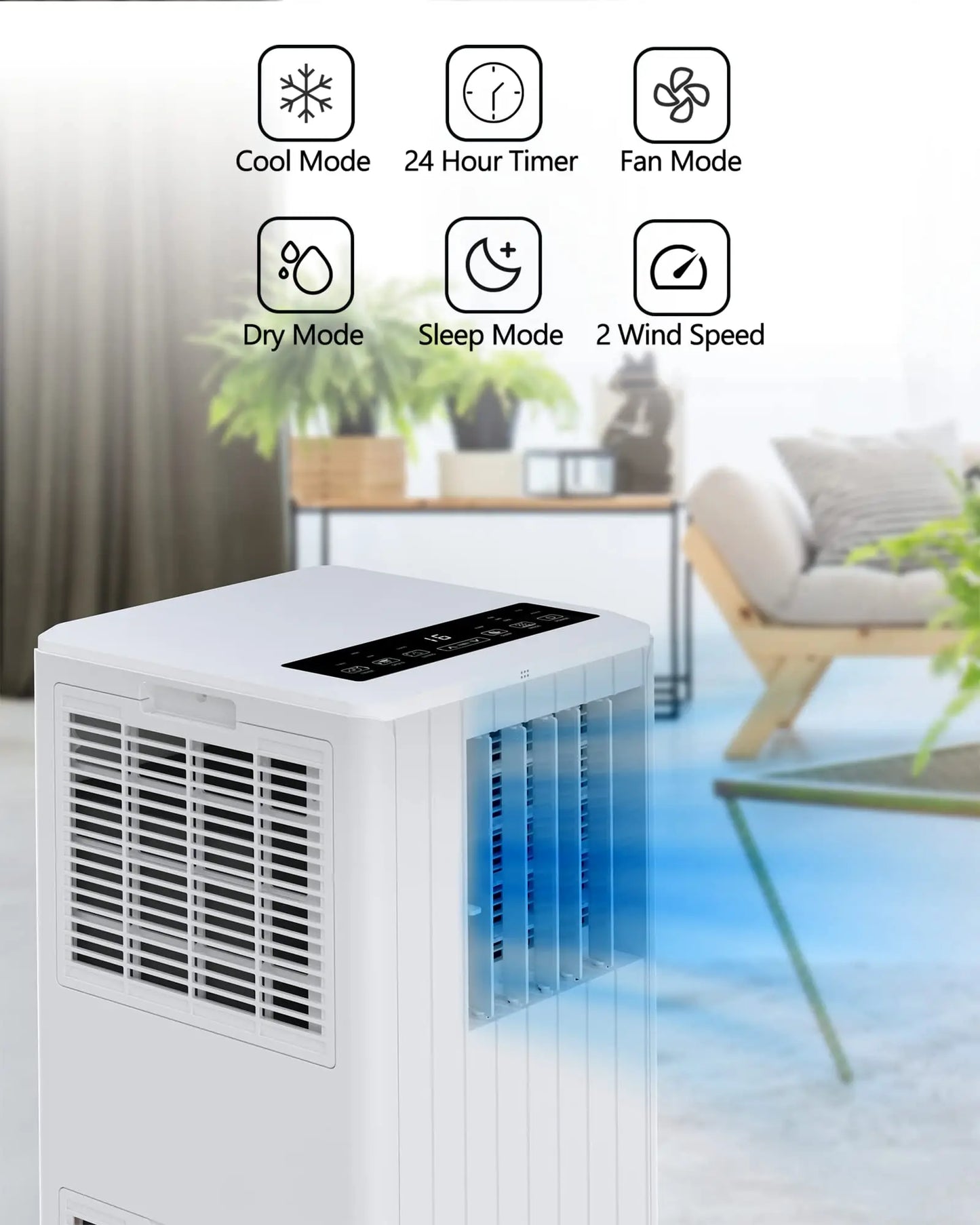 8,000 BTU Portable Air Conditioner, 3-in-1 AC Unit/350 Sq. Ft., Remote Window Kit Included, 115V
